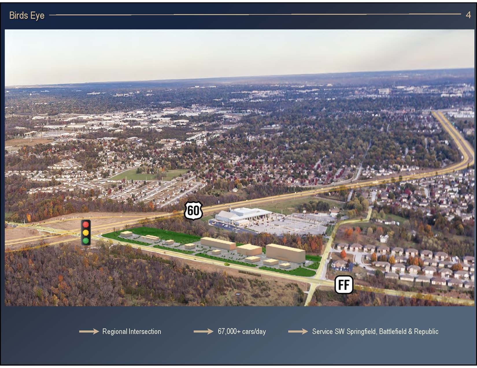 00 Hwy FF & West Bypass, Springfield, MO for sale Aerial- Image 1 of 4