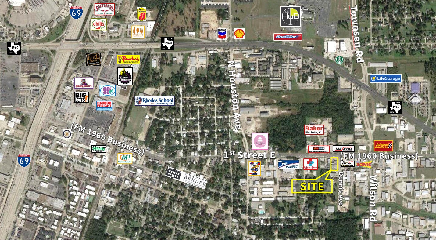 1418 E 1st St, Humble, TX for sale Aerial- Image 1 of 1