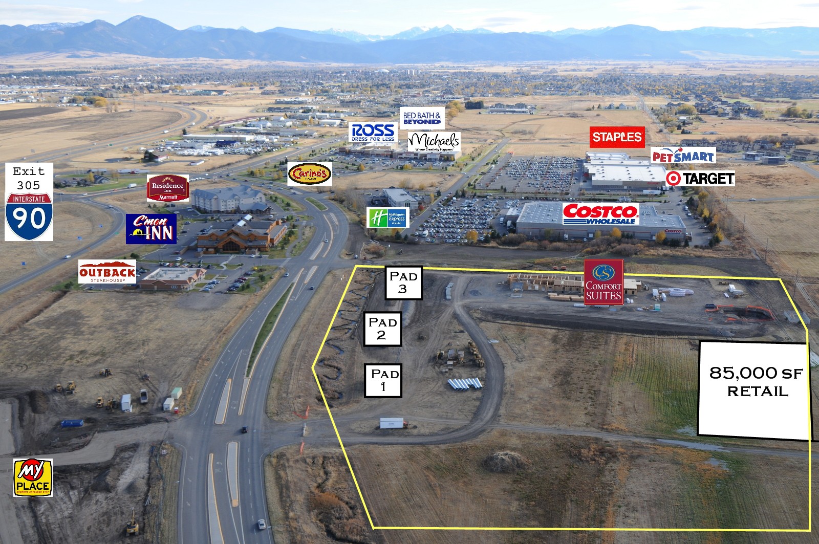 Vally Center, Bozeman, MT 59715 Bozeman I90 Restaurant/Retail pads