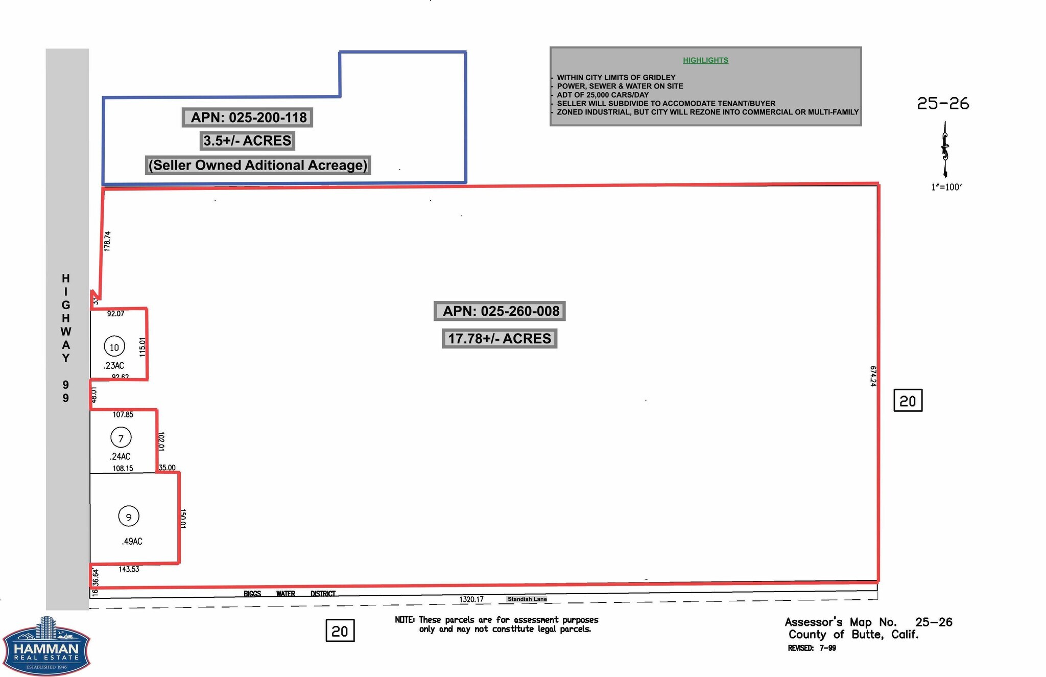 1820 CA-99, Gridley, CA for sale Plat Map- Image 1 of 2