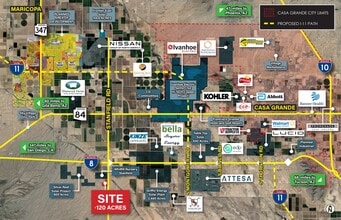 SWC S Stanfield Rd and Connelley Rd, Stanfield, AZ - AERIAL  map view