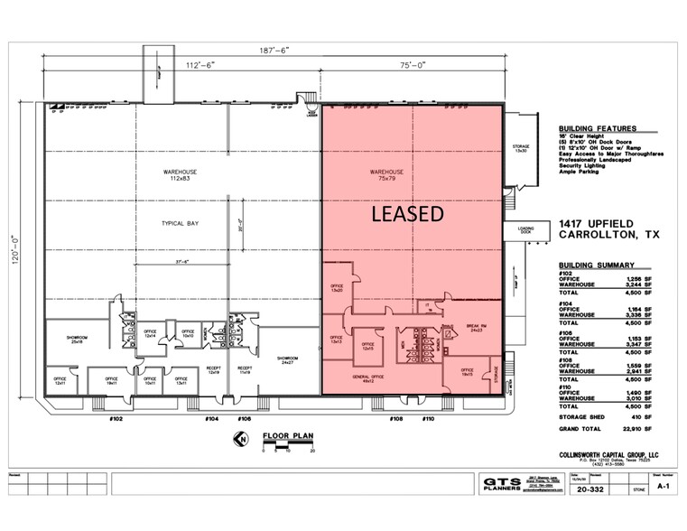 1417 Upfield Dr, Carrollton, TX for lease - Site Plan - Image 2 of 2