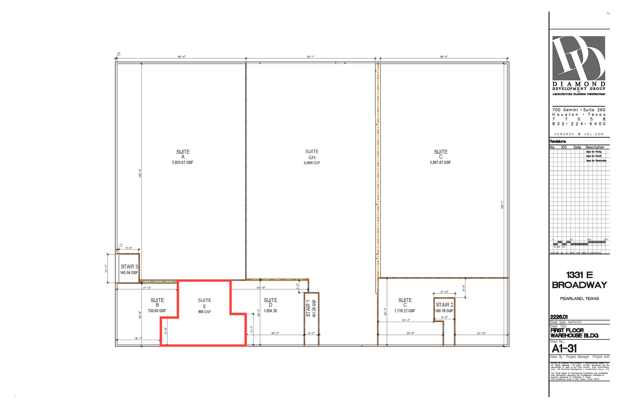 1331 E Broadway St, Pearland, TX for lease Typical Floor Plan- Image 1 of 1