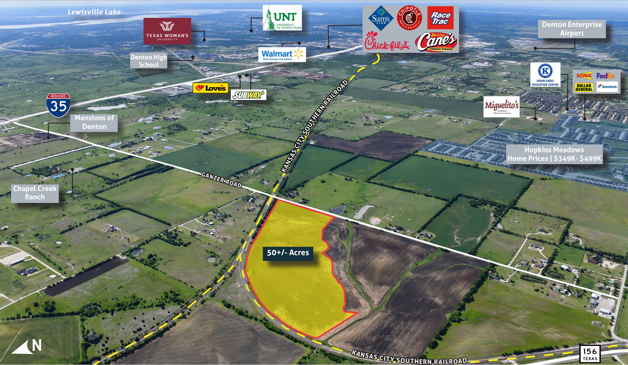 Ganzer Road, Krum, TX for sale Aerial- Image 1 of 1