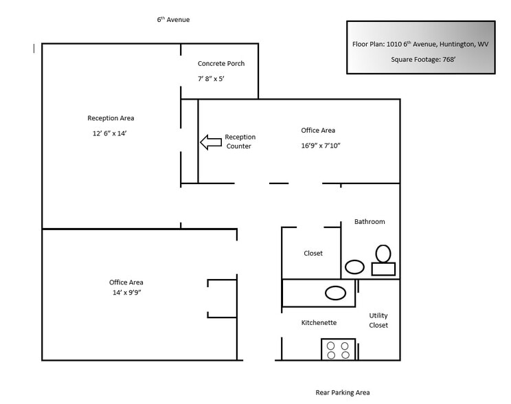 1010 6th Ave, Huntington, WV for lease - Typical Floor Plan - Image 3 of 20
