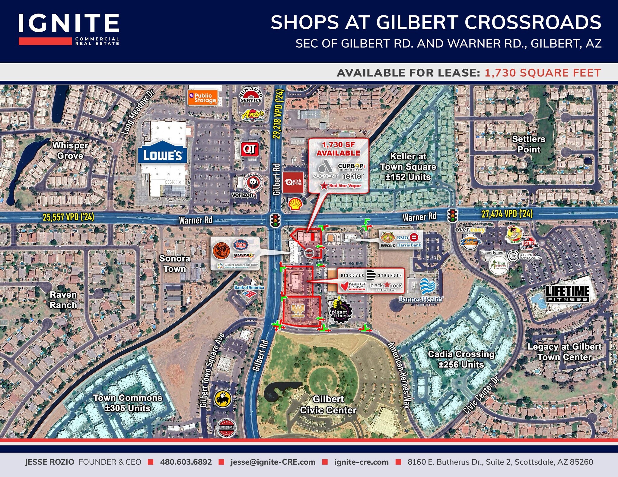 35 E Warner Rd, Gilbert, AZ for lease Aerial- Image 1 of 8