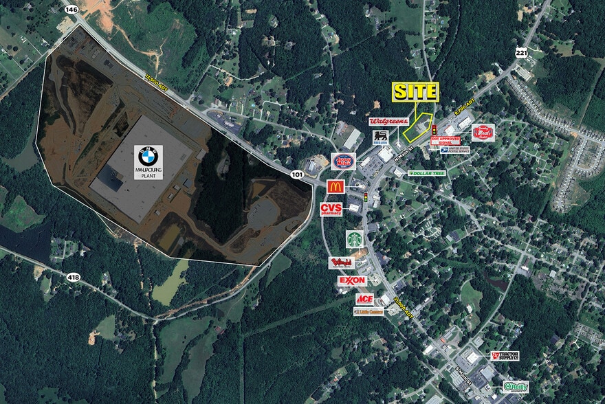 956 Main st, Woodruff, SC for lease - Aerial - Image 2 of 3