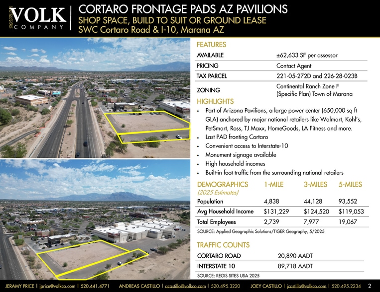 SWC N Cortaro & I-10 Rd, Tucson, AZ for lease - Aerial - Image 2 of 8