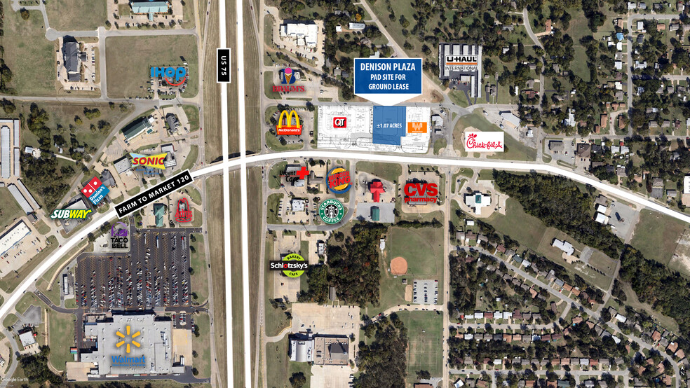 NEC of US 75 at FM 120, Denison, TX for lease - Aerial - Image 1 of 3