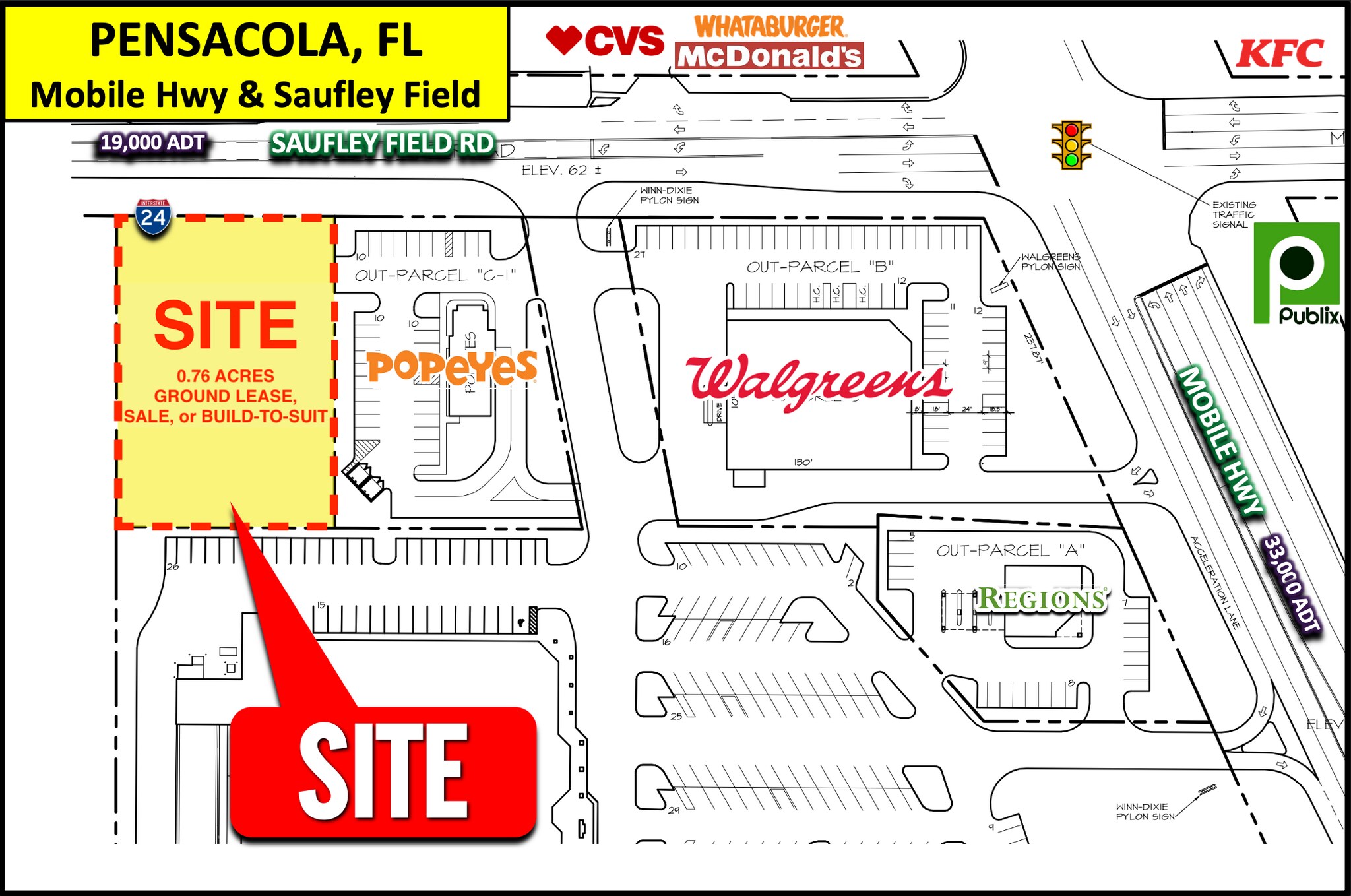 4515 Saufley Field Rd, Pensacola, FL 32526 - 0.76 Acre Pad Site Next to