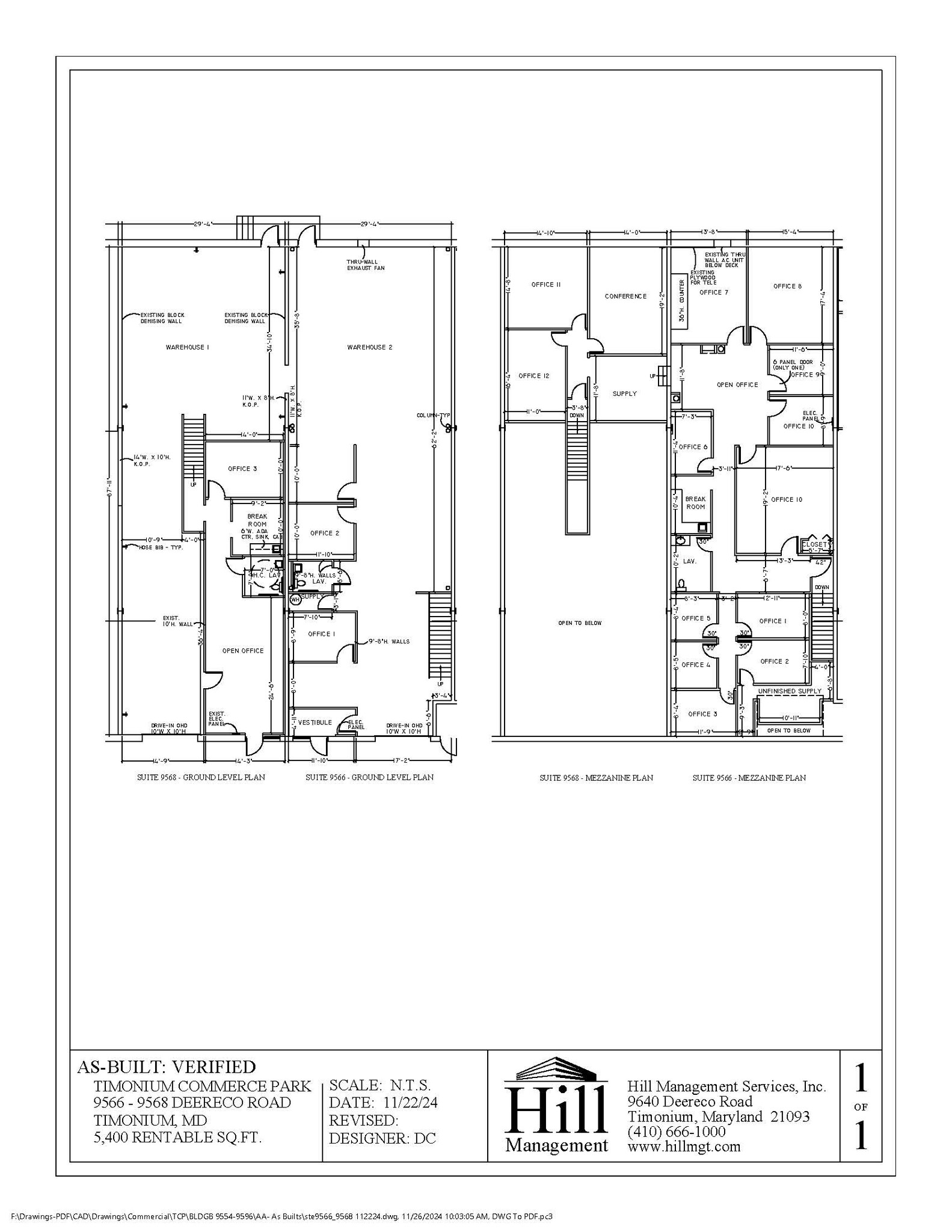 9554-9596 Deereco Rd, Timonium, MD for lease Floor Plan- Image 1 of 1