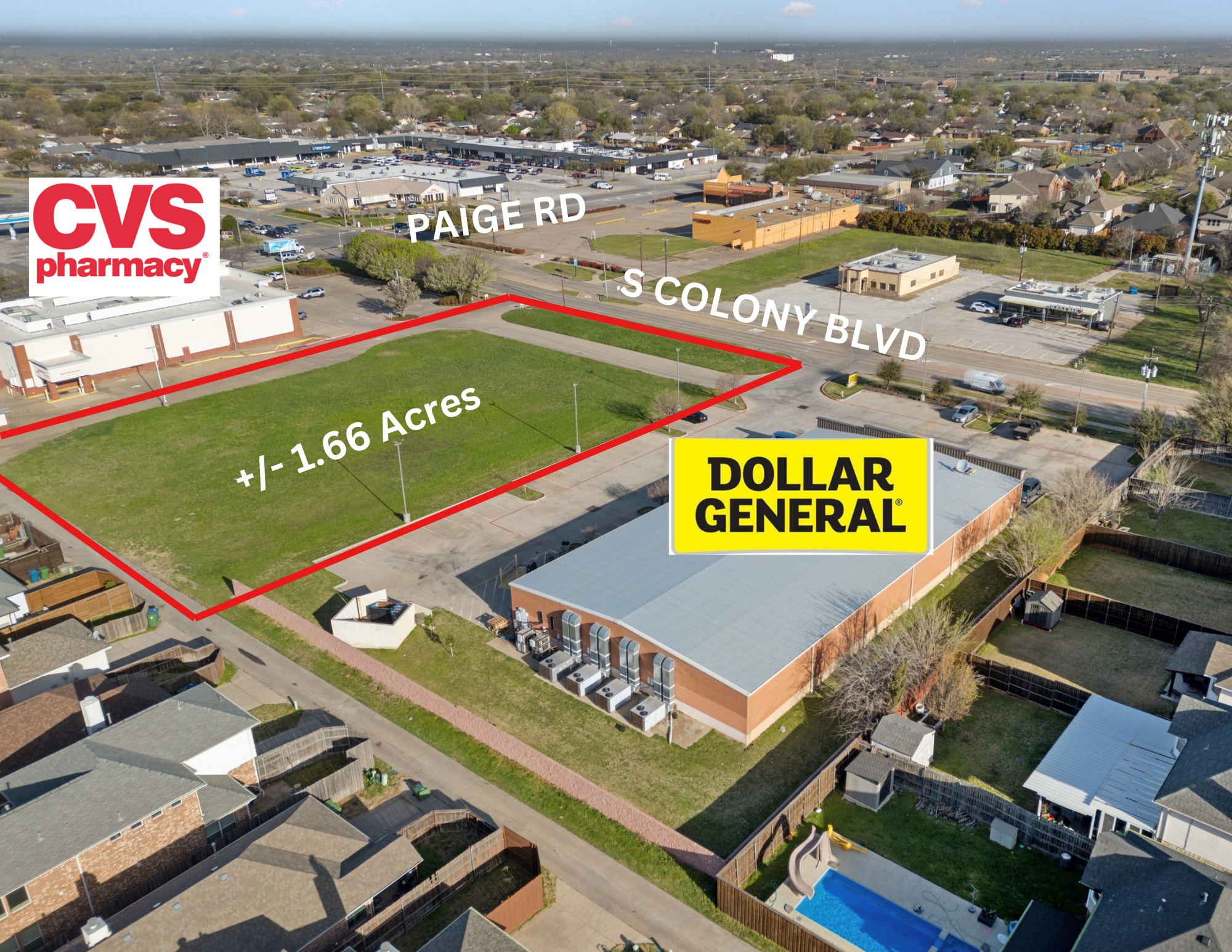 S Colony Blvd & Paige Rd, The Colony, TX for sale Aerial- Image 1 of 10