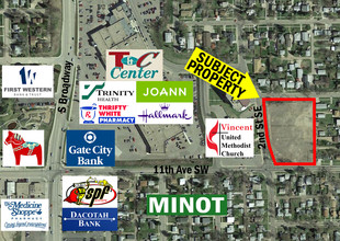 1001 2nd St SE, Minot, ND - aerial  map view