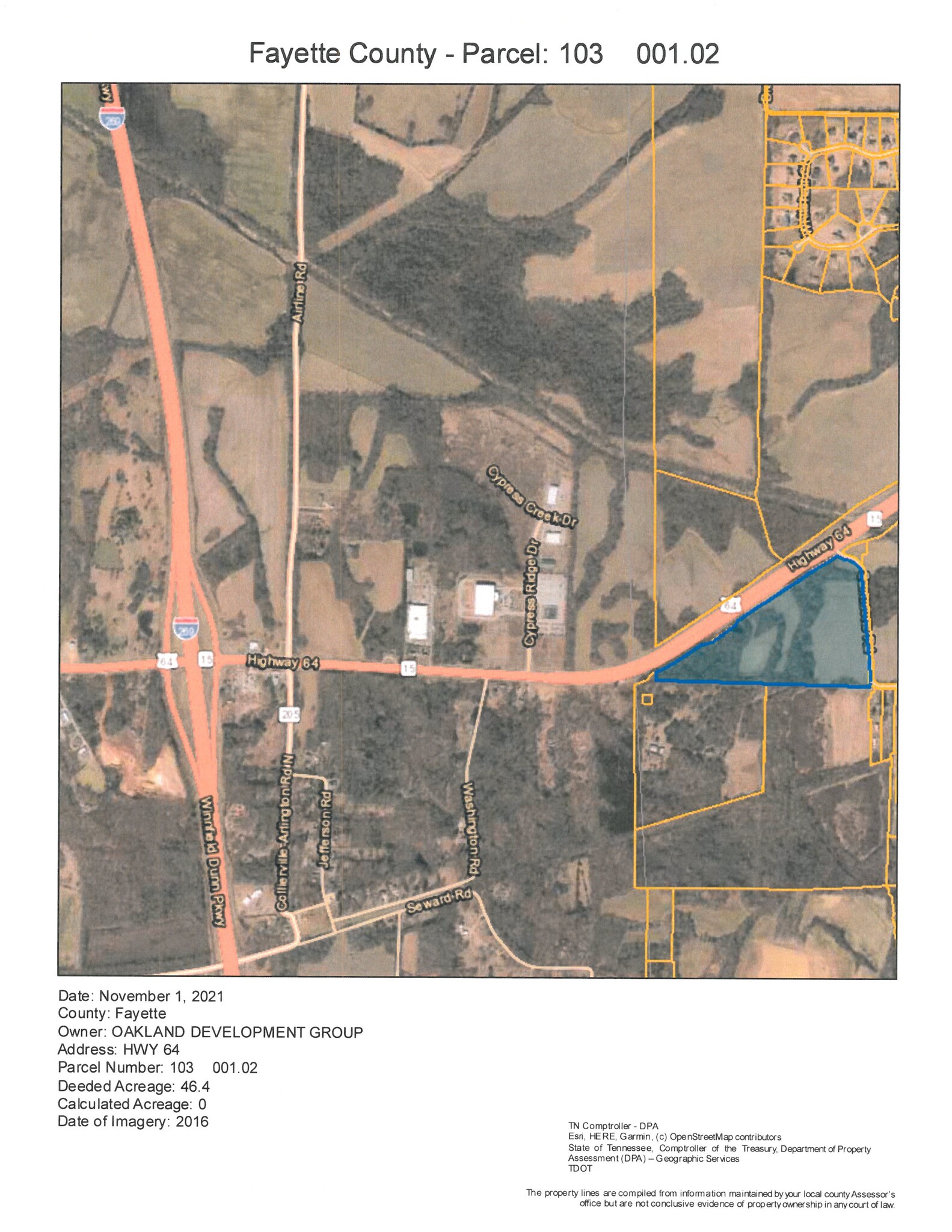 Hwy 64, Eads, TN for sale Plat Map- Image 1 of 2