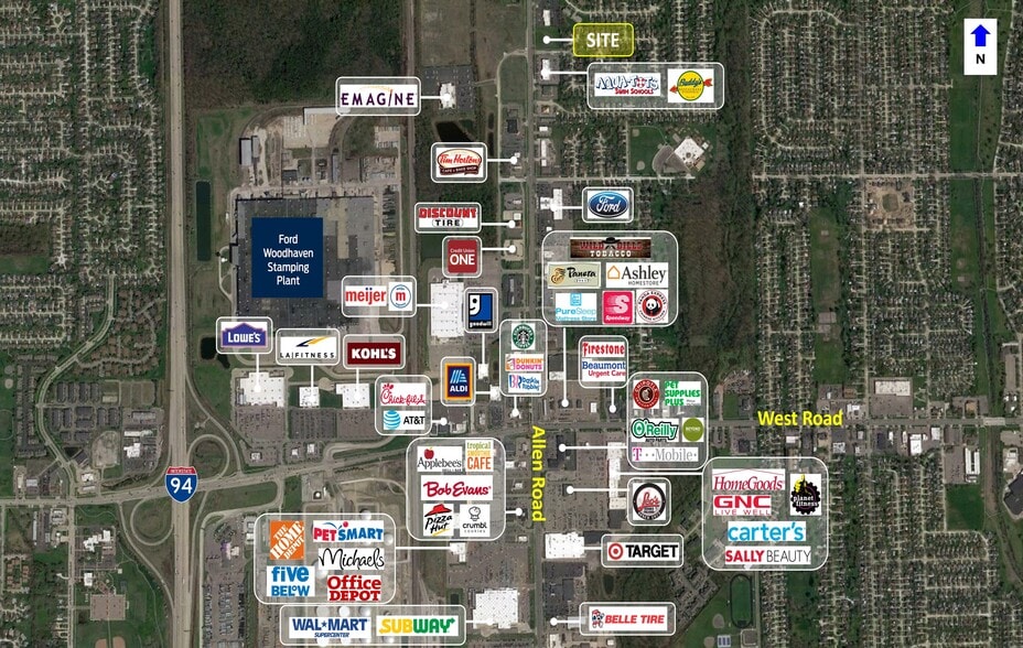 21595 Allen Rd, Woodhaven, MI for lease - Aerial - Image 2 of 3