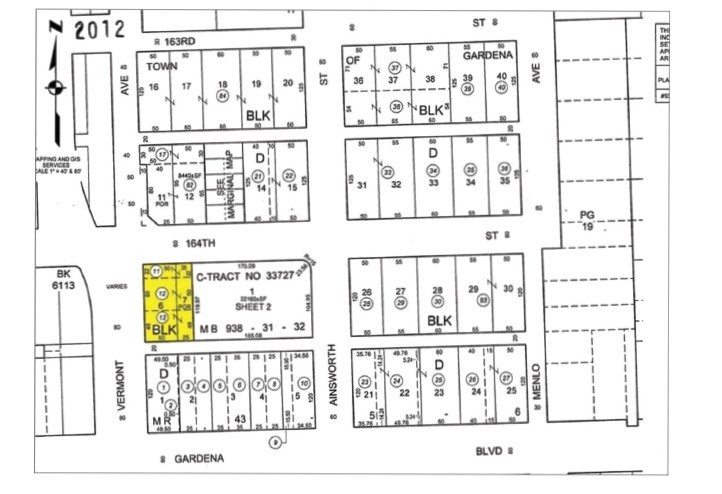 16400-16410 S Vermont Ave, Gardena, CA for sale Plat Map- Image 1 of 1