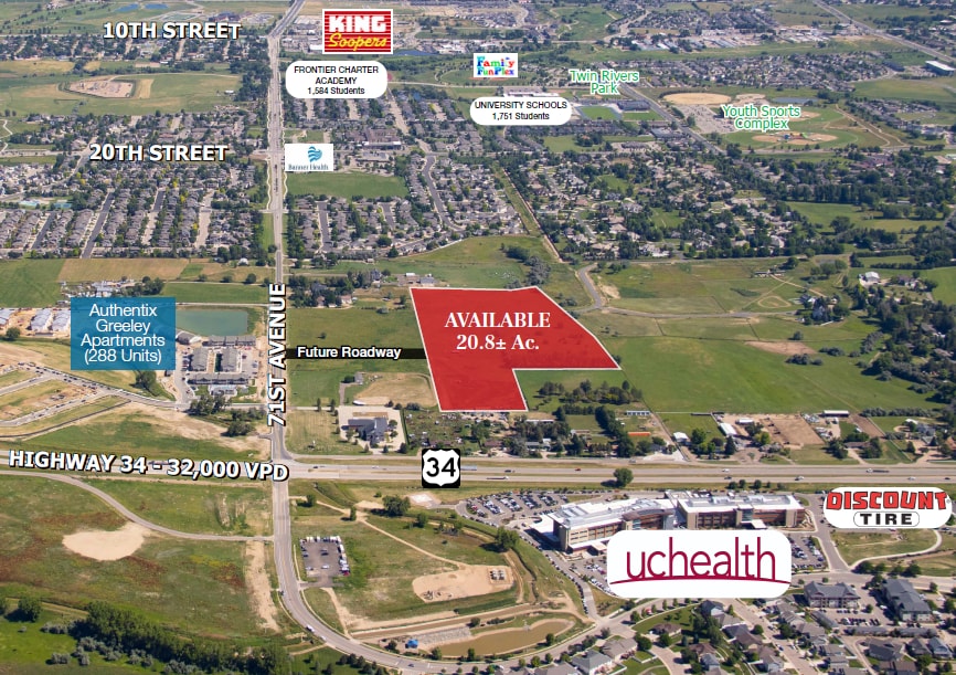HIGHWAY 34 & 71ST AVE, GREELEY, CO, Greeley, CO for sale Aerial- Image 1 of 2