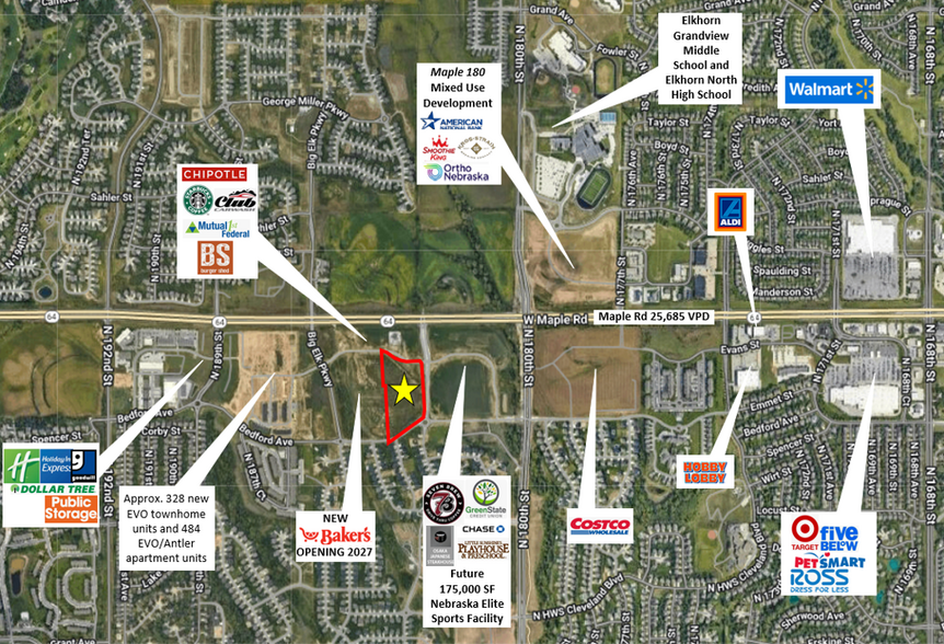 SWQ W Maple Rd & N 182nd ave, Elkhorn, NE for sale - Aerial - Image 2 of 3