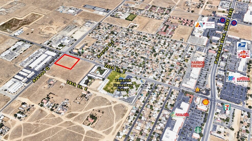 SWC Ave Q & 20th St E, Palmdale, CA for sale - Aerial - Image 1 of 5