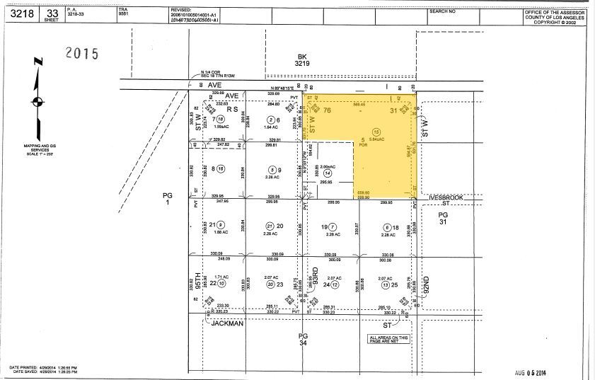 9220 W Avenue I, Lancaster, CA for sale Plat Map- Image 1 of 1