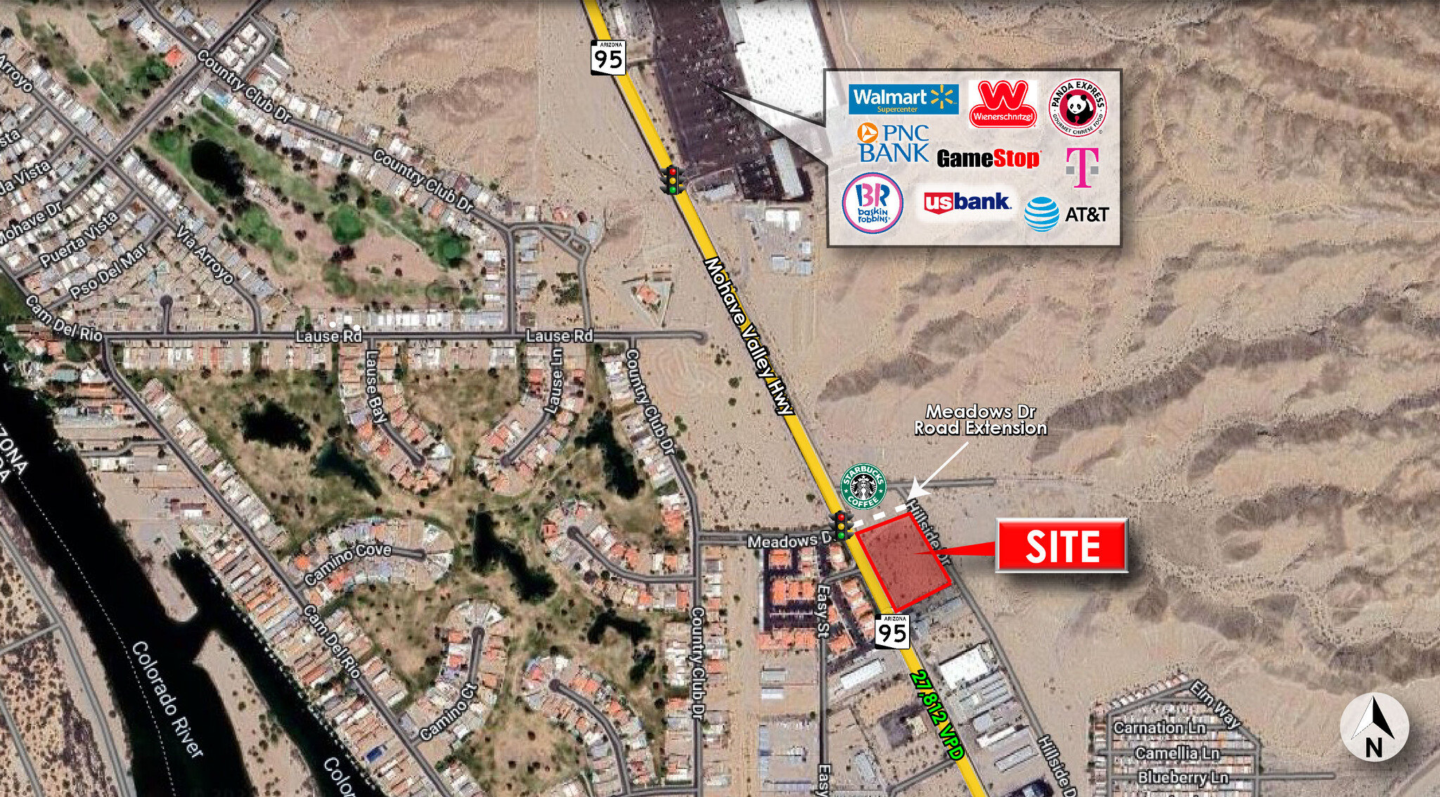 SEC Meadows Drive & Highway 95, Bullhead City, AZ for sale Aerial- Image 1 of 2