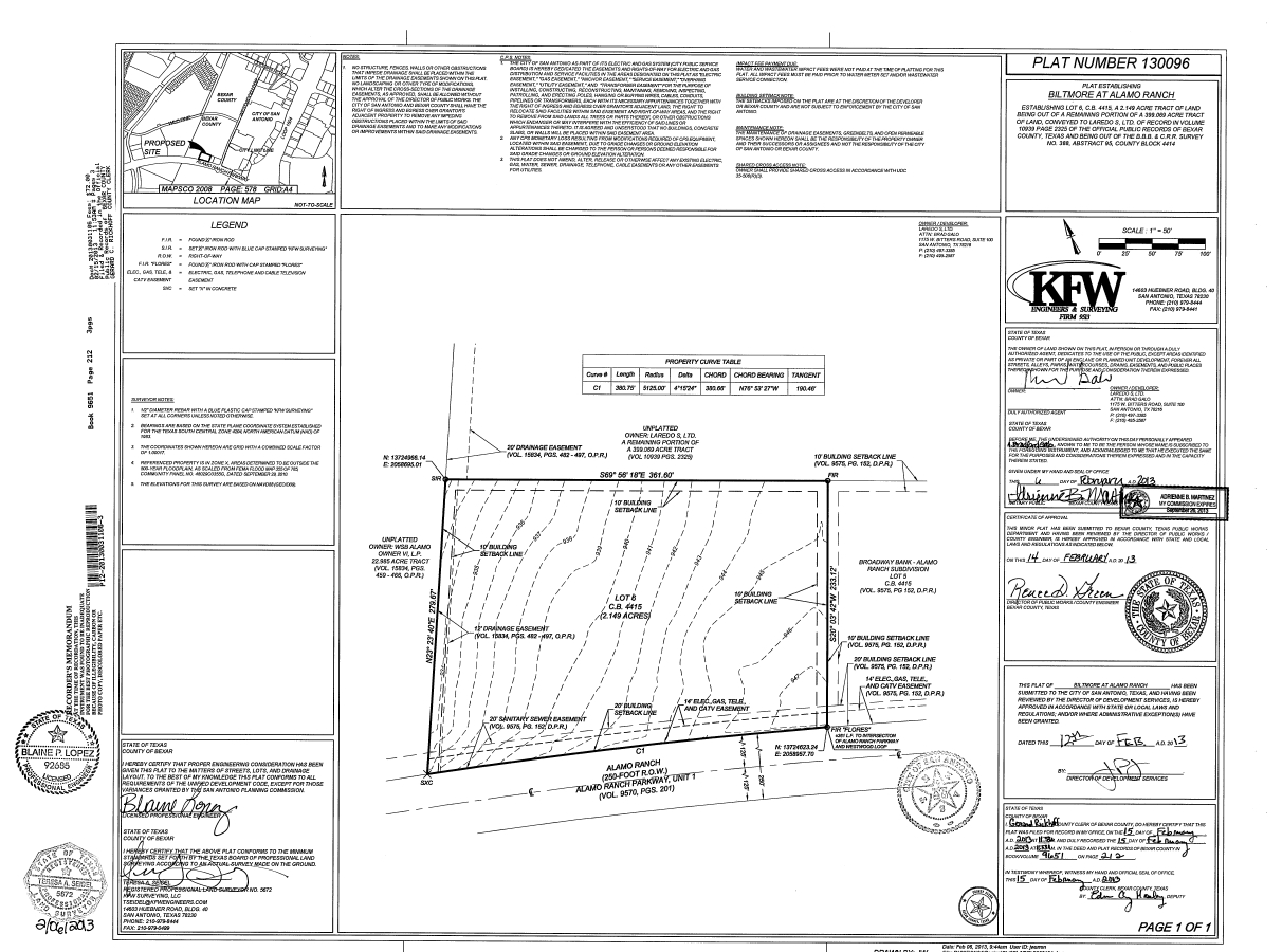 11345 Alamo Ranch Pky, San Antonio, TX for sale Plat Map- Image 1 of 1