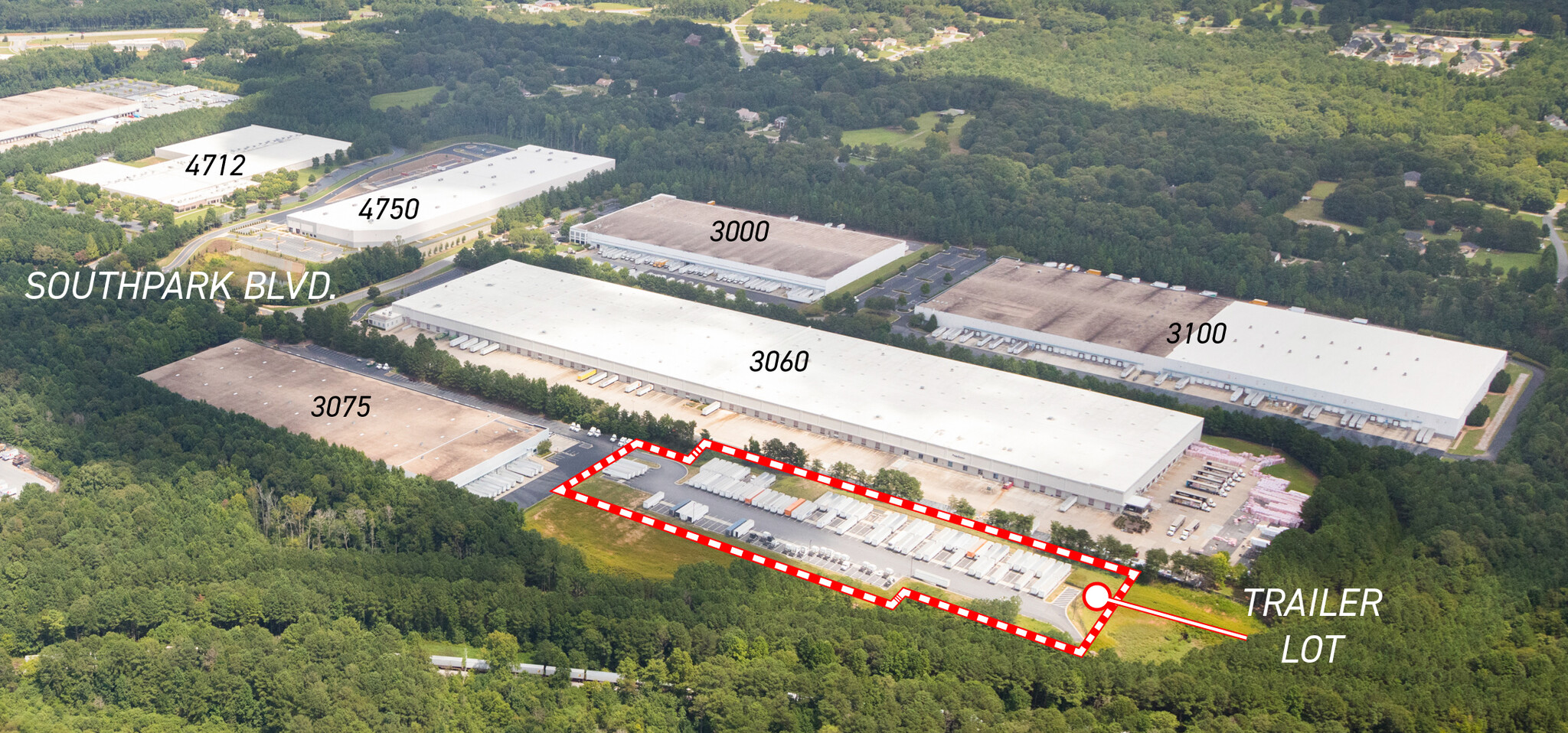 Trailer Lot Southpark Blvd., Ellenwood, GA for lease Aerial- Image 1 of 2