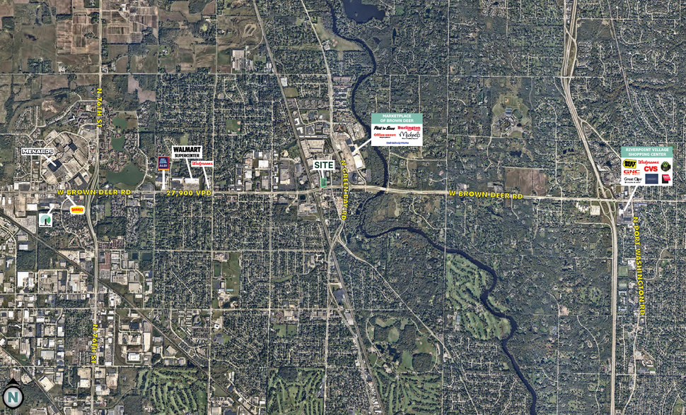 NEC of Brown Deer Road & Deerbrook Trail, Brown Deer, WI for lease - Aerial - Image 3 of 4