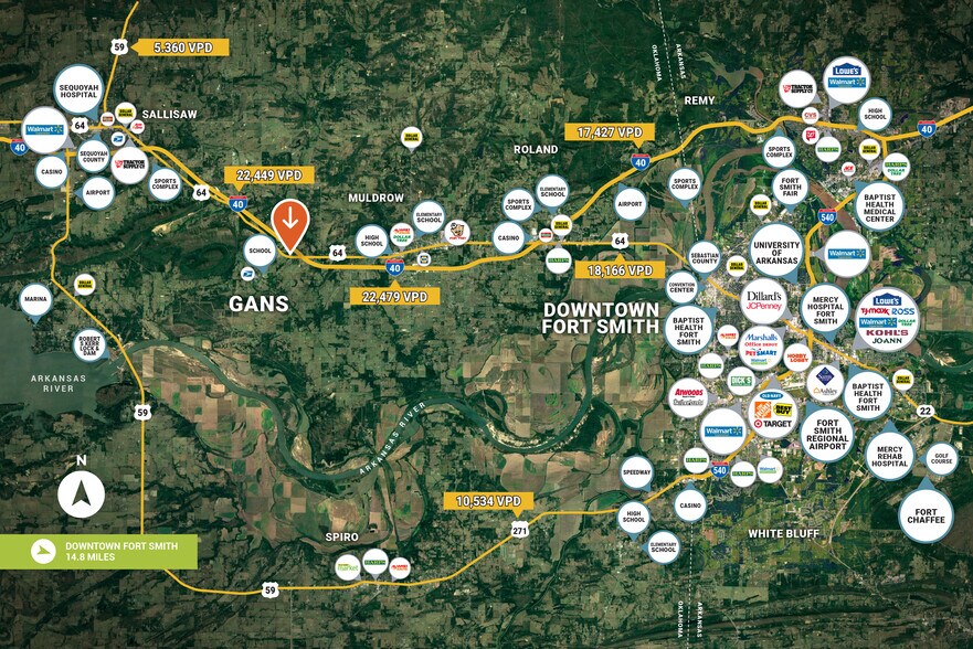 469185 US Highway 64, Gans, OK 74936 Dollar General