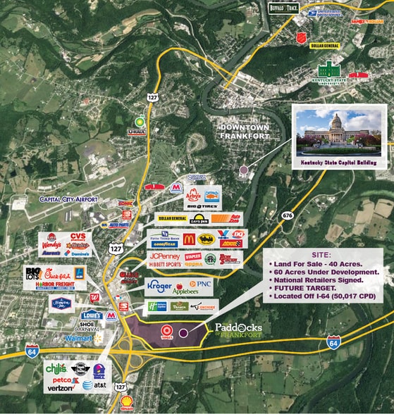 I-64 & U.S. 127 Hwy, Frankfort, KY for lease - Aerial - Image 3 of 5