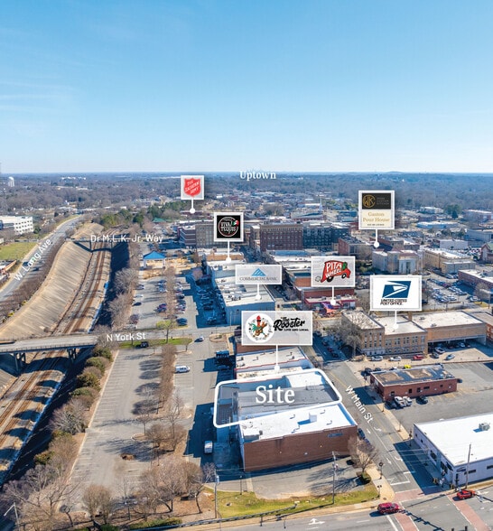 342 W Main Ave, Gastonia, NC for lease - Aerial - Image 2 of 8