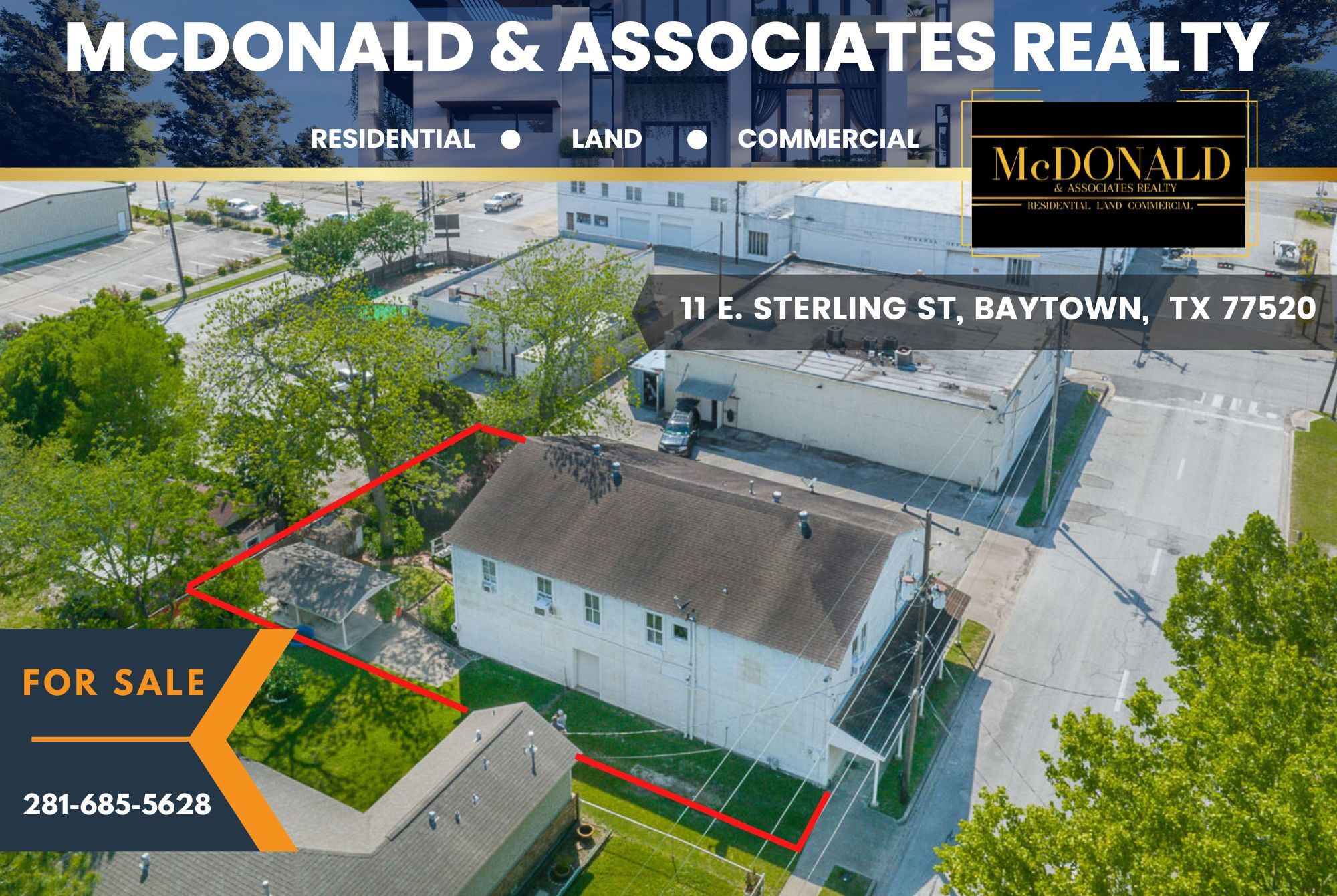 11 E Sterling St, Baytown, TX for sale Aerial- Image 1 of 1