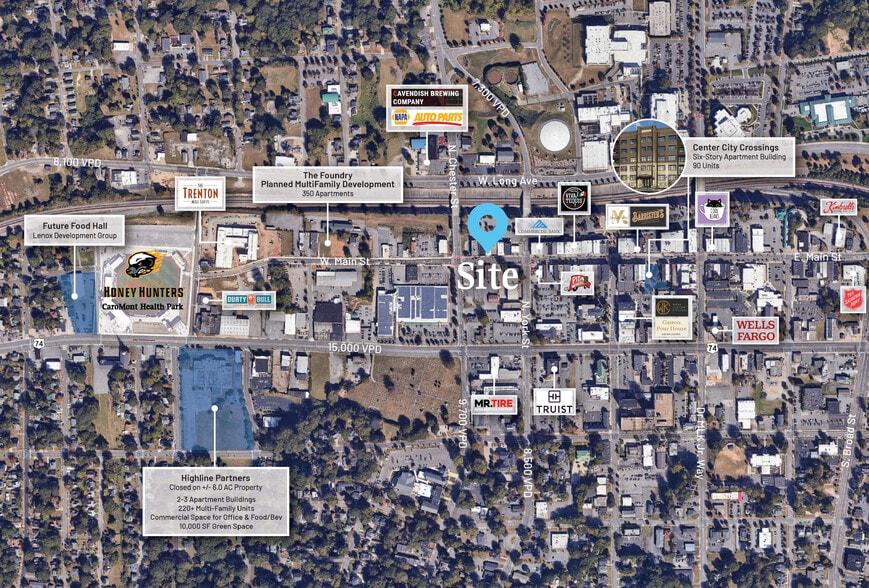 342 W Main Ave, Gastonia, NC for lease - Aerial - Image 3 of 8