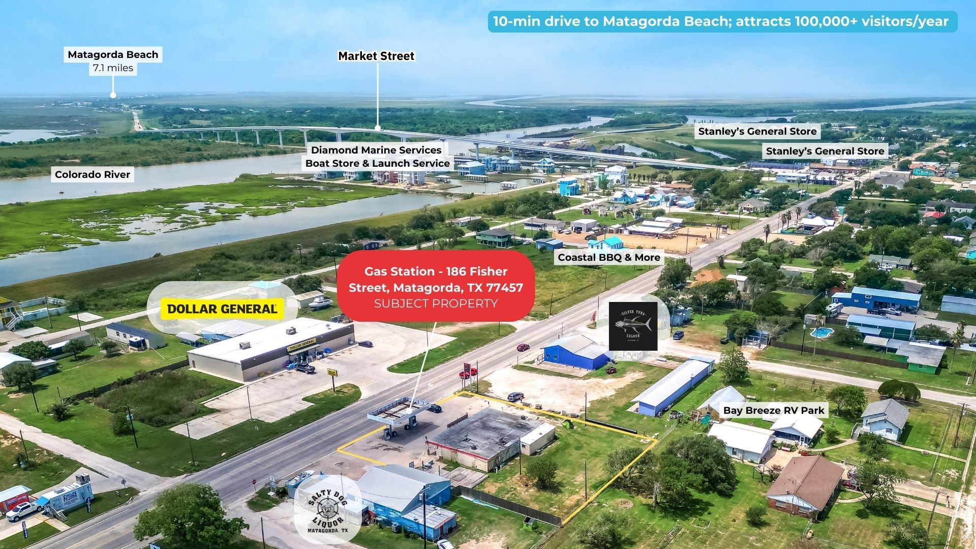 186 Fisher St, Matagorda, TX for sale Aerial- Image 1 of 1