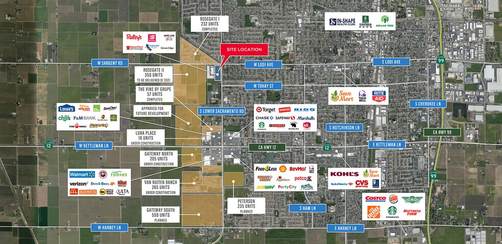 311-333 Lower Sacramento Rd, Lodi, CA for lease - Aerial - Image 2 of 7