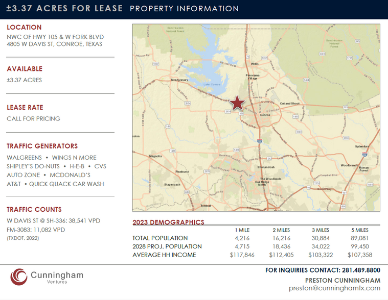 W. Davis & W, Fork Blvd, Conroe, TX for lease - Building Photo - Image 2 of 4