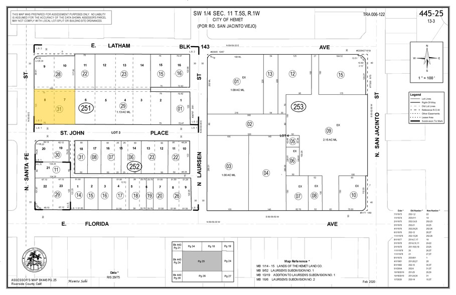 NEC N Santa Fe St & St Johns Pl, Hemet, CA for sale - Plat Map - Image 2 of 2