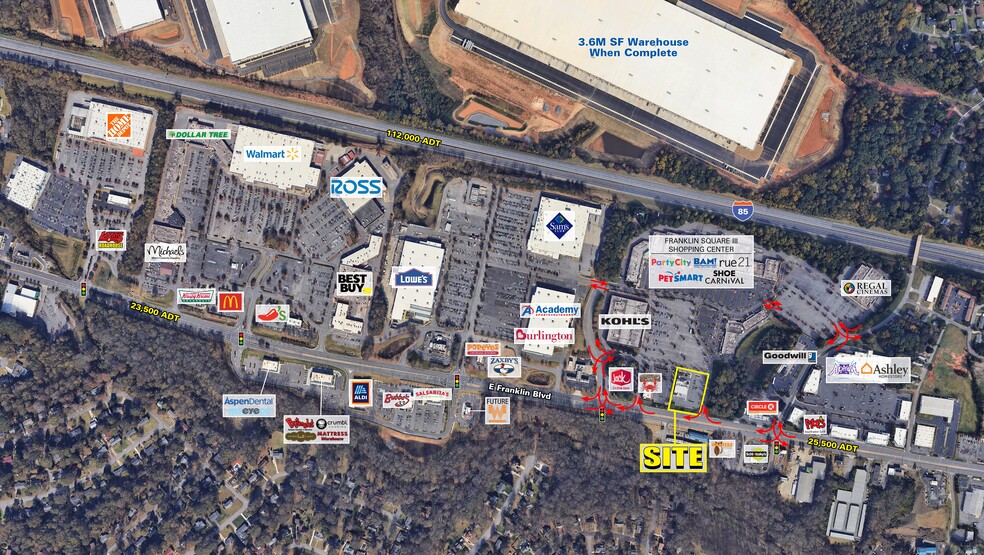 3638 E Franklin Blvd, Gastonia, NC for lease - Aerial - Image 1 of 2