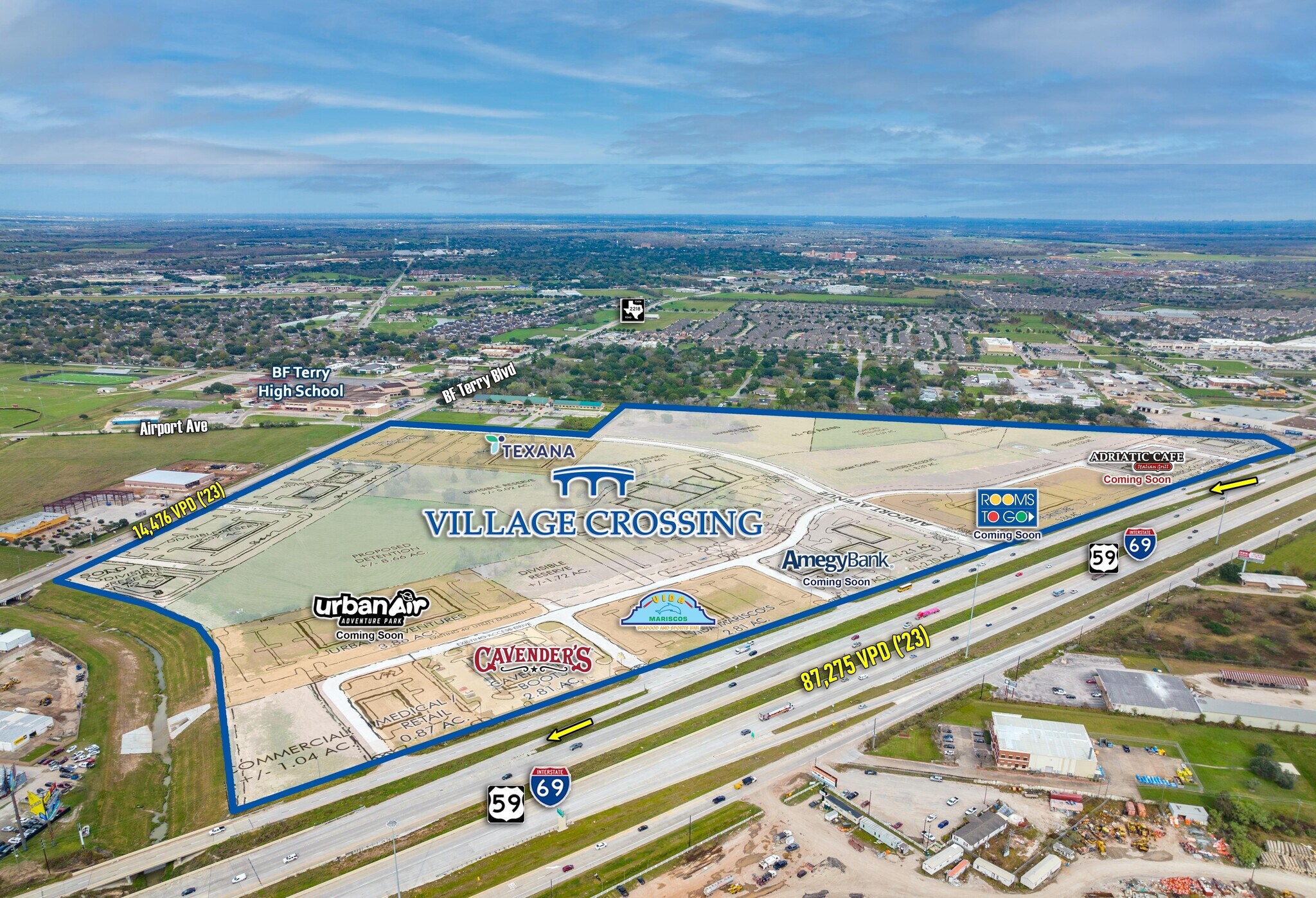 Highway 59 & FM 2218, Rosenberg, TX for sale Aerial- Image 1 of 7