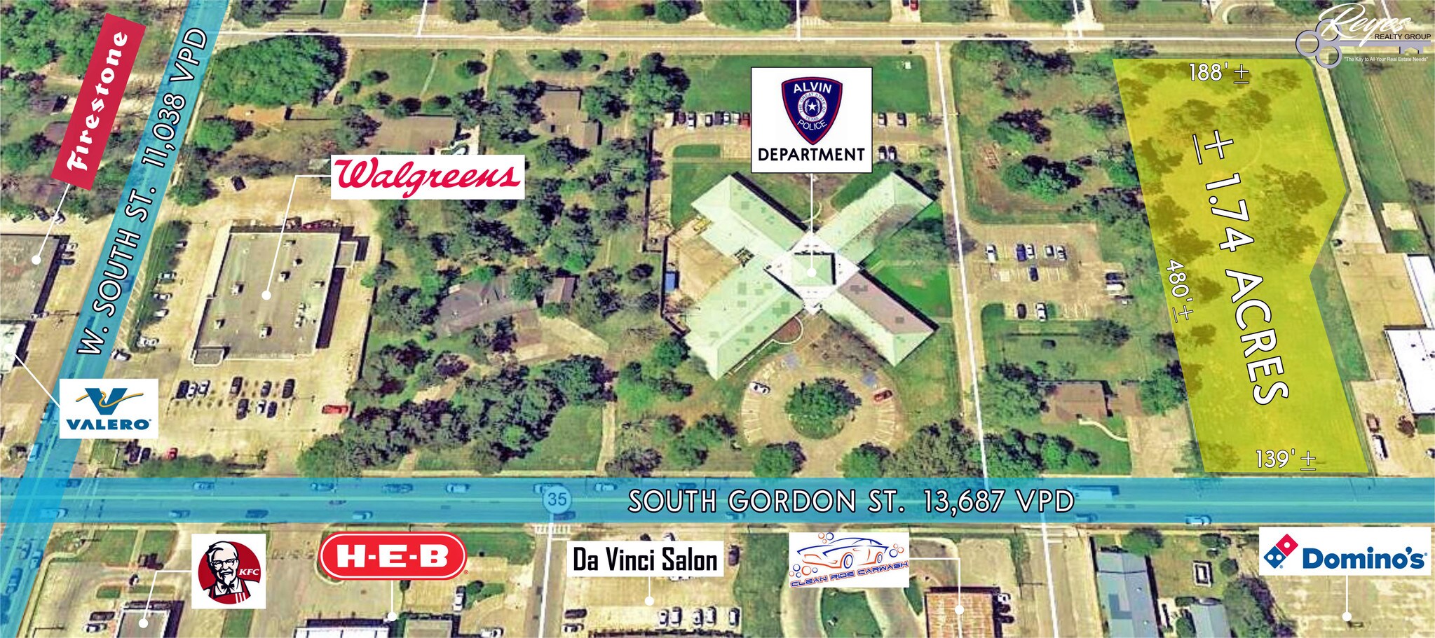 S Gordon St, Alvin, TX for sale Aerial- Image 1 of 1
