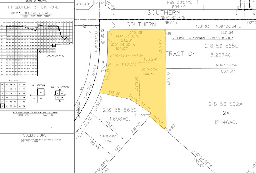 7205 E Southern Ave, Mesa, AZ for lease - Plat Map - Image 2 of 5