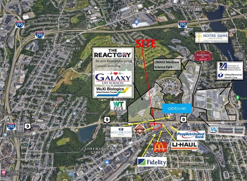 490 Shrewsbury St, Worcester, MA for lease - Aerial - Image 3 of 10