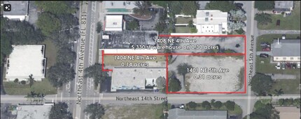 1408 NE 4th Ave, Fort Lauderdale, FL - aerial  map view