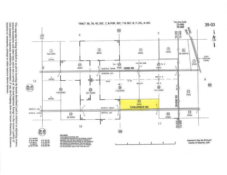 Chalupnik Rd., Brawley, CA for sale - Plat Map - Image 2 of 4