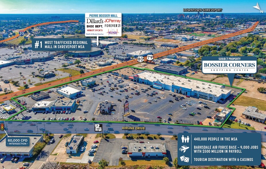 Bossier Corners Shopping Center portfolio of 9 properties for sale on LoopNet.com - Aerial - Image 3 of 5