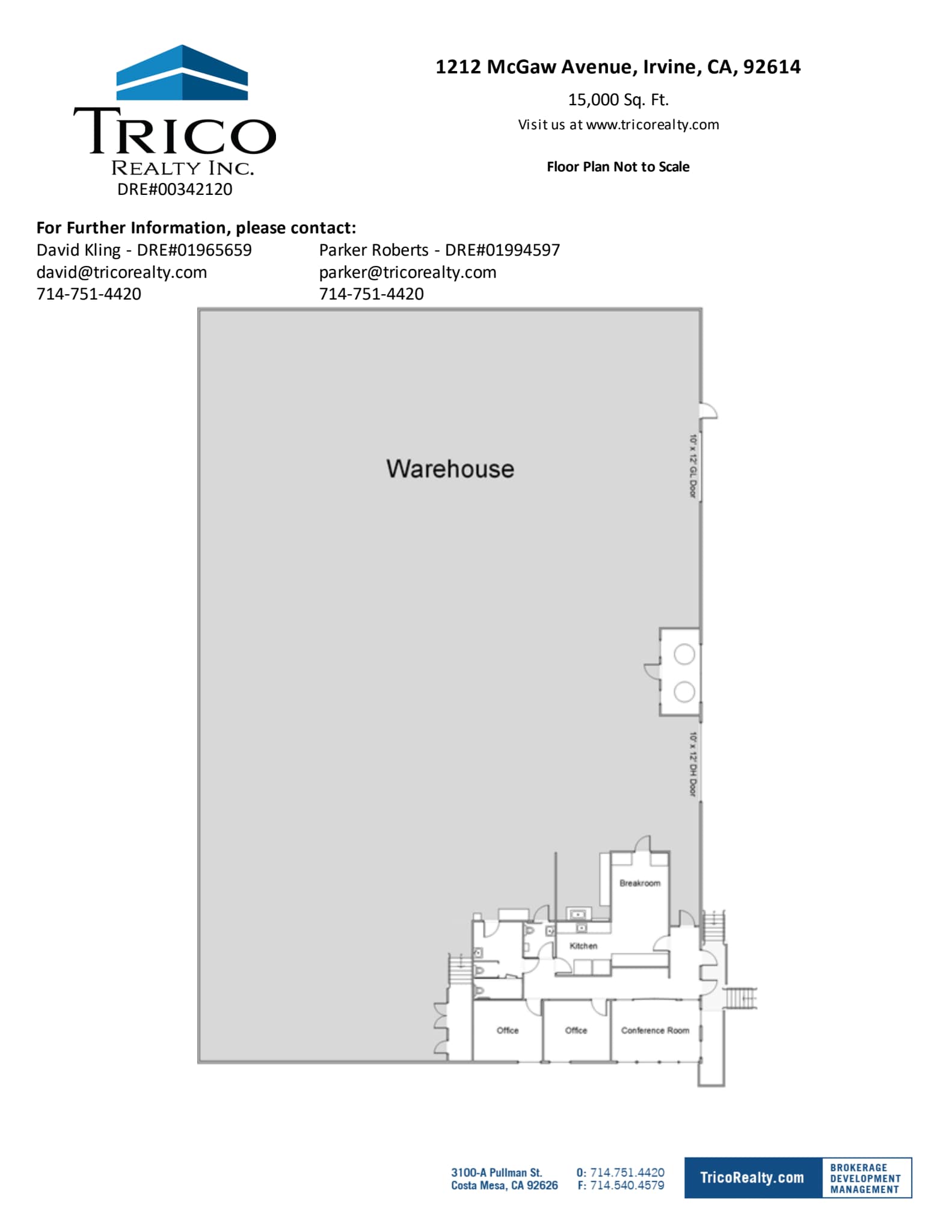 1202 McGaw Ave, Irvine, CA for lease Floor Plan- Image 1 of 1
