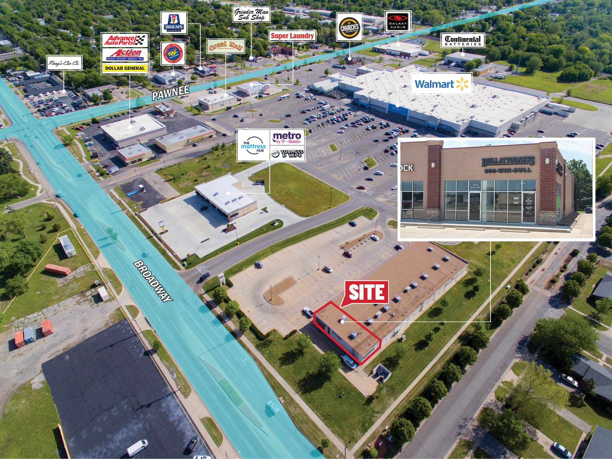 2570 S Broadway, Wichita, KS for lease Aerial- Image 1 of 5