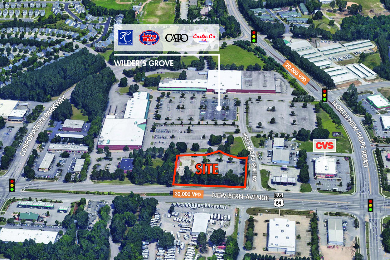 4201-4209 New Bern Ave, Raleigh, NC for lease Aerial- Image 1 of 2