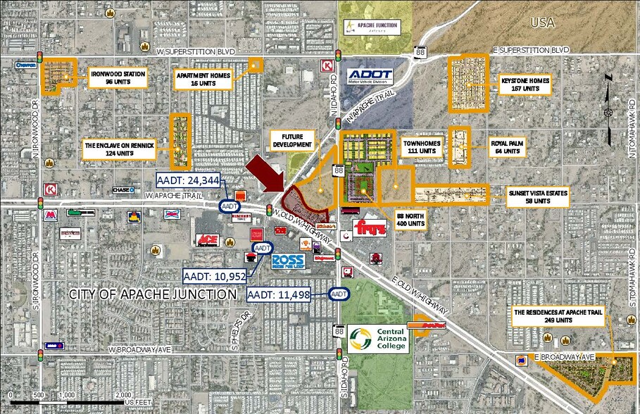 NWC Idaho Rd & Apache Trl, Apache Junction, AZ for lease - Aerial - Image 2 of 3