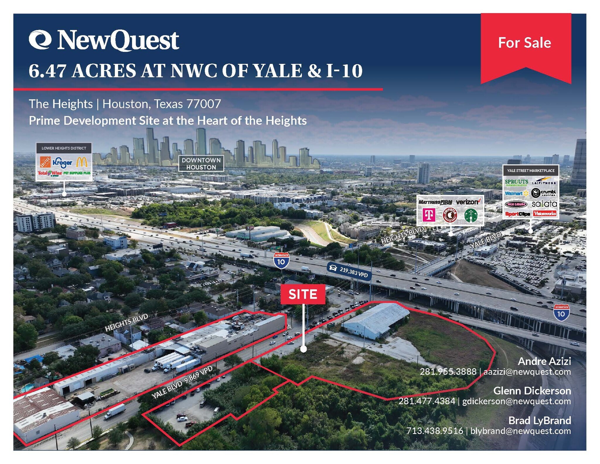 6.47 Acres at Yale & I-10, Houston, TX for sale Aerial- Image 1 of 3